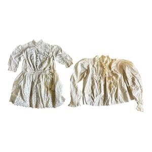 Antique Edwardian 1910s Dress & Shirt Lot Eyelet Cutwork Wounded Bird Cutter